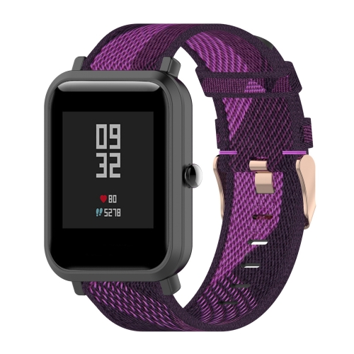 

20mm Stripe Weave Nylon Wrist Strap Watch Band for Huami Amazfit GTR 42mm / GTS / BIP / BIP Lite(Purple)