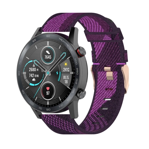 

22mm Stripe Weave Nylon Wrist Strap Watch Band for Huawei GT / GT2 46mm, Honor Magic Watch 2 46mm / Magic (Purple)