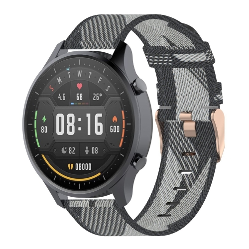 

22mm Stripe Weave Nylon Wrist Strap Watch Band for Xiaomi Mi Watch Color, Garmin Vivoactive 4 (Grey)