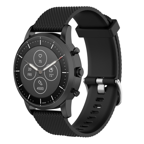 

22mm Texture Silicone Wrist Strap Watch Band for Fossil Hybrid Smartwatch HR, Male Gen 4 Explorist HR, Male Sport (Black)