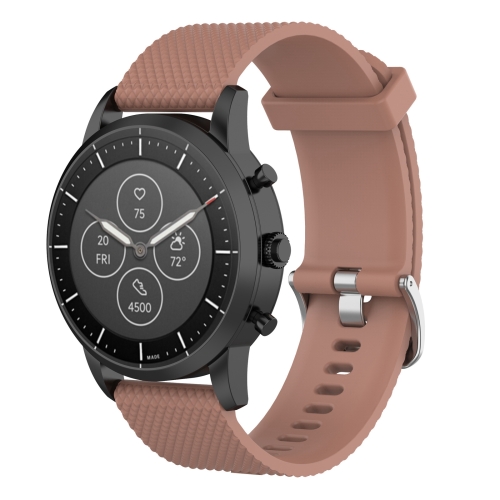 

22mm Texture Silicone Wrist Strap Watch Band for Fossil Hybrid Smartwatch HR, Male Gen 4 Explorist HR, Male Sport (Brown)