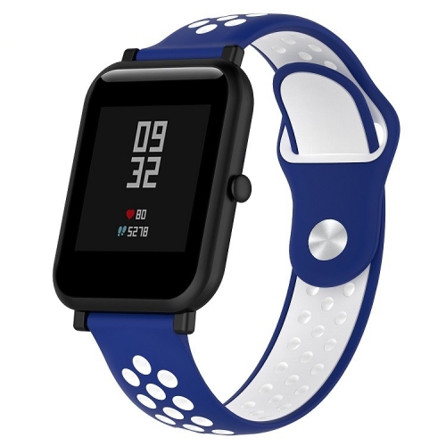 

Double Colour Silicone Sport Wrist Strap for Huawei Watch Series 1 18mm (White Blue)