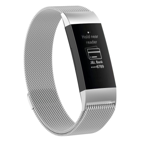 

Stainless Steel Magnet Wrist Strap for FITBIT Charge 3, Size:Large, 217x18mm(Silver)