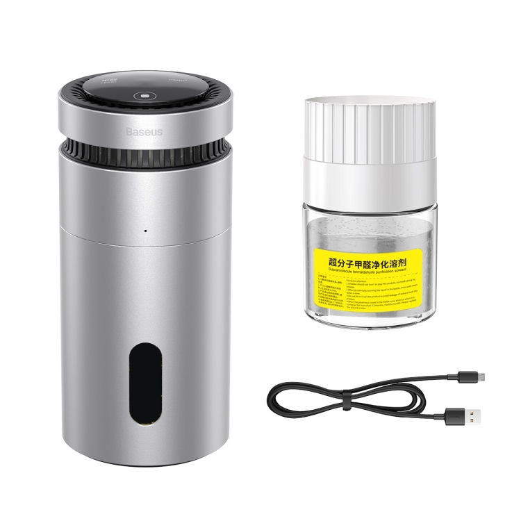 

Baseus ACJHQ01-0S Vehicle-mounted Rotary Supramolecular Formaldehyde Purifier with Digital Display Formaldehyde Detection Function + Data Line + Supramolecular Formaldehyde Purification Solvent(Silver)