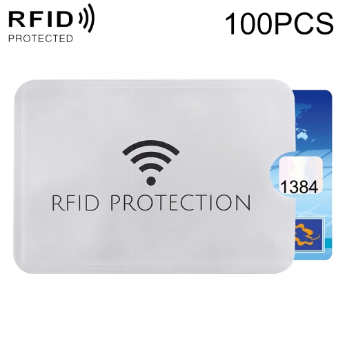 

100 PCS Aluminum Foil Anti Theft RFID Blocking Sleeve Card Protector, Size: 9.1*6.3cm