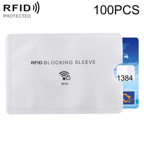 

100 PCS Aluminum Foil Anti Theft RFID Blocking Sleeve Card Protector, Size: 9.1*6.3cm
