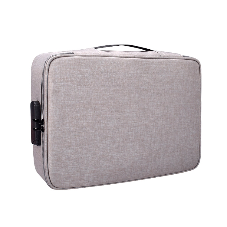 

ZJ02 Waterproof Polyester Multi-layer Document Storage Bag Laptop Bag for All Sizes of Laptops, with Password Lock(Grey)