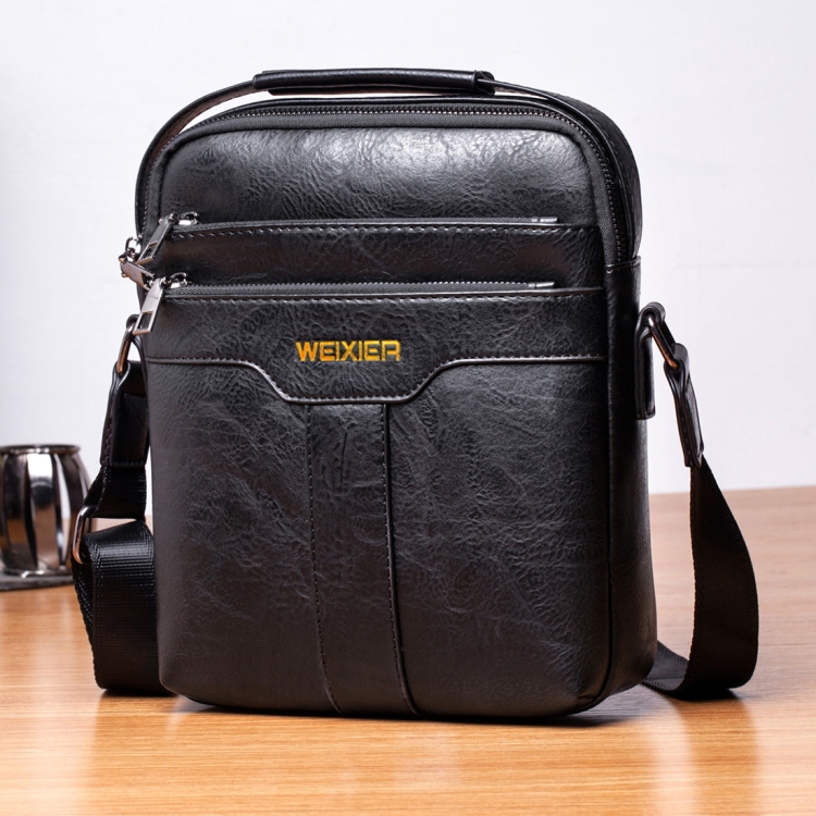 

WEIXIER 8616 Men Retro PU Leather Single Shoulder Crossbody Bag (Black)