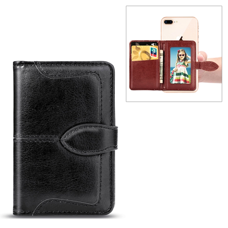 

Mobile Phone Universal With Retro Pure Color Card Slot & Wallet & Holder & Photo Frame (Black)