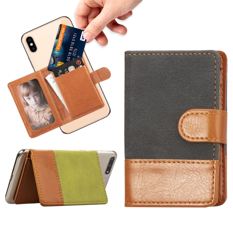 

Mobile Phone Universal Denim Stitching Card Slot & Wallet & Holder & Photo Frame (Black)