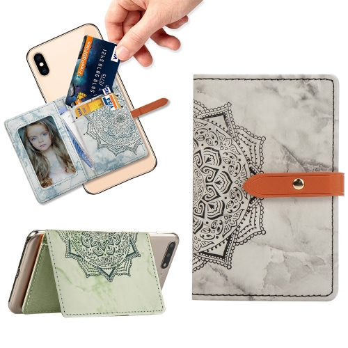 

Mobile Phone Universal Thin Buckled Mandala Leather Card Slot & Wallet & Holder & Photo Frame(Black)