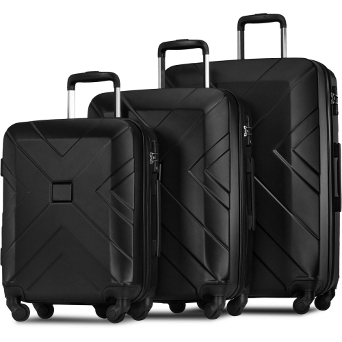 

[US Warehouse] 3 in 1 Expandable Luggage Sets with Spinner Wheels & TSA Lock(Black)