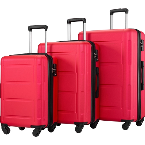 

[US Warehouse] 3 in 1 Expanable Spinner Wheel Luggage Set Lightweight Suitcase with TSA Lock(Red)