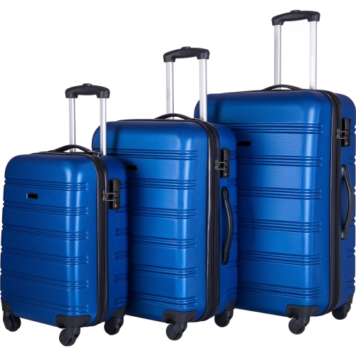 

[US Warehouse] 3 in 1 Luggage Set Hardside Spinner Suitcase with TSA Lock (Blue)