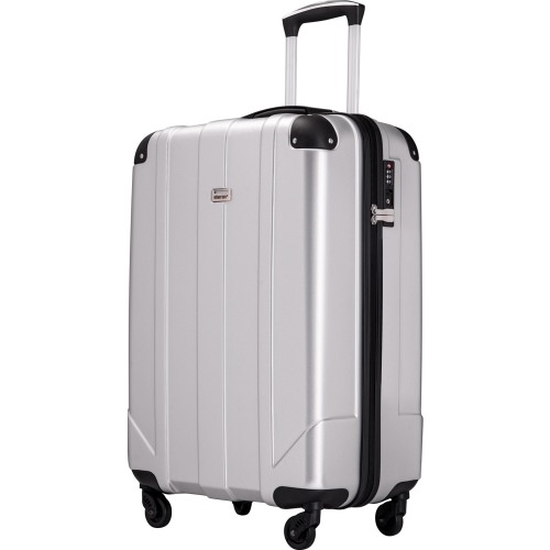 

[US Warehouse] 20 inch PET Light Weight Carry-on Protective Corners Spinner Luggage Suitcases, Built-in TSA(Silver)