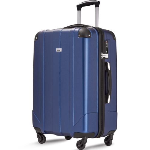 

[US Warehouse] 24 inch PET Light Weight Carry-on Protective Corners Spinner Luggage Suitcases, Built-in TSA(Blue)