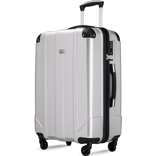 

[US Warehouse] 24 inch PET Light Weight Carry-on Protective Corners Spinner Luggage Suitcases, Built-in TSA(Silver)