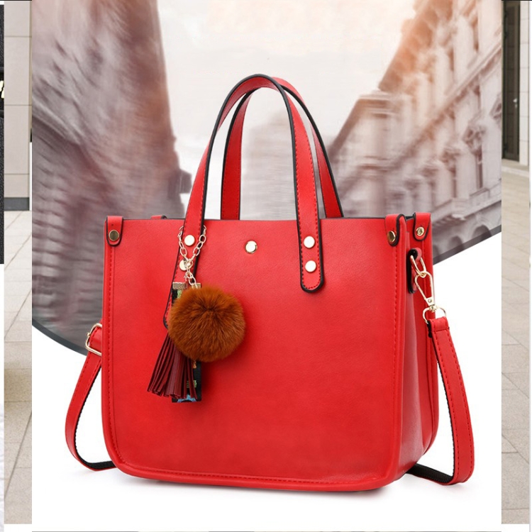 

High Capacity Leisure Fashion PU Slant Shoulder Bag Handbag(Red)