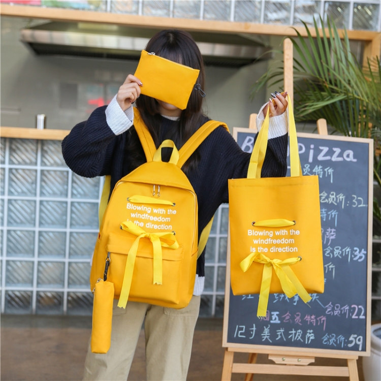 

4 in 1 Casual Canvas Shoulder Bag Ladies Handbag (Yellow)
