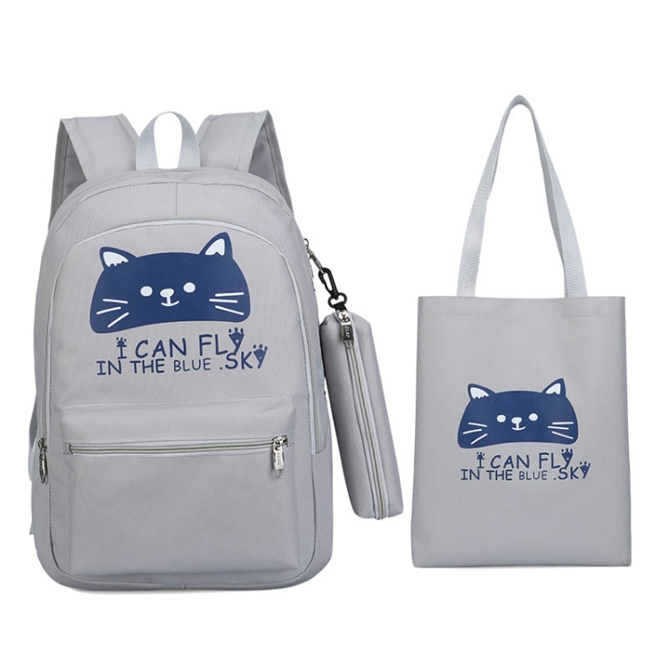 

3 in 1 Casual Canvas Shoulder Bag Handbag School Bag (Grey)