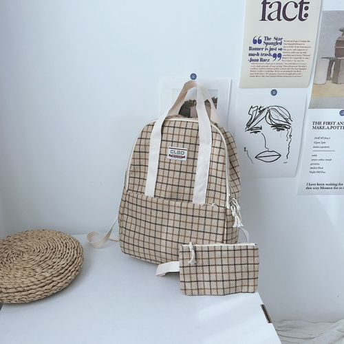 

2 in 1 Casual Lattice Shoulder Bag Handbag School Bag (Khaki)