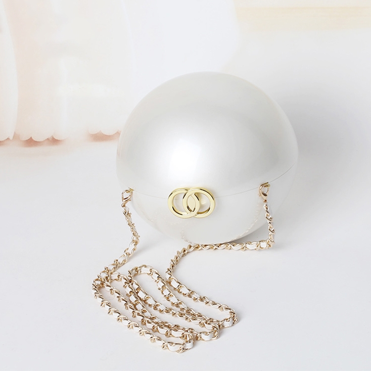 

Mini Shoulder Diagonal Dinner Acrylic Pearl Chain Bag, Diameter: 15cm