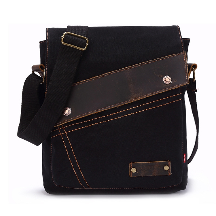 

AUGUR 9088 Retro Vertical Style Canvas Shoulder Messenger Crossby Bag(Black)