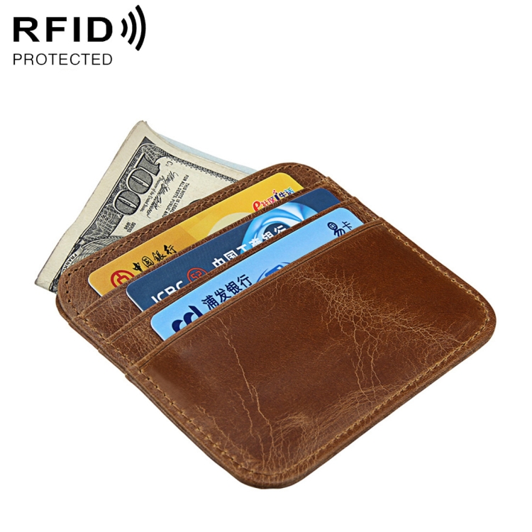 

KB108 Antimagnetic RFID Fashion Crazy Horse Texture Bus Credit Card Package burglar brush