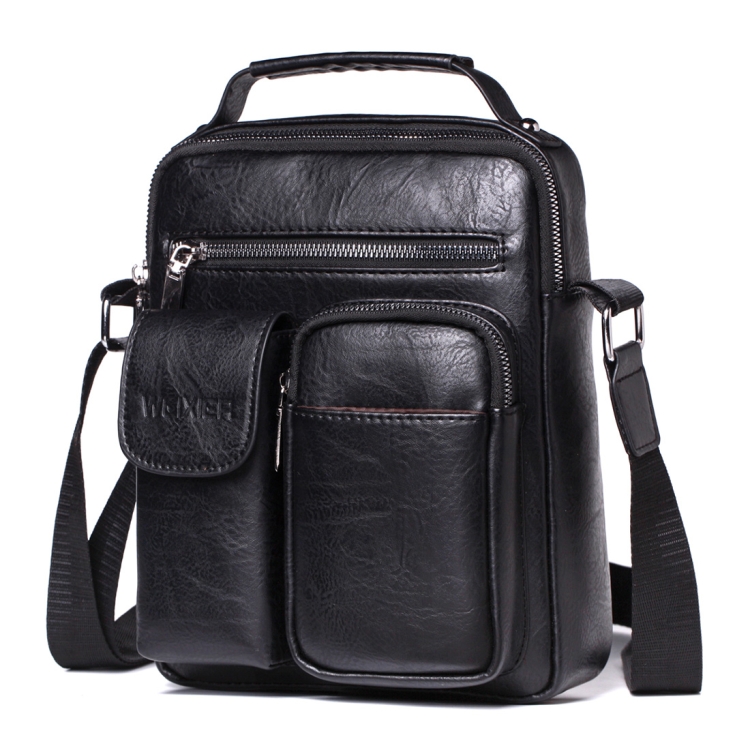 

WEIXIER 8633 Crazy Horse Texture PU Leather Shoulder Bag Crossbody Bag for Men, Size: 26 x 20 x 11cm (Black)