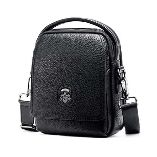 

8607 Fashion Men Single Shoulder Bag Cross Handbag Leisure Backpack Waterproof Briefcase, Size: L (Black)