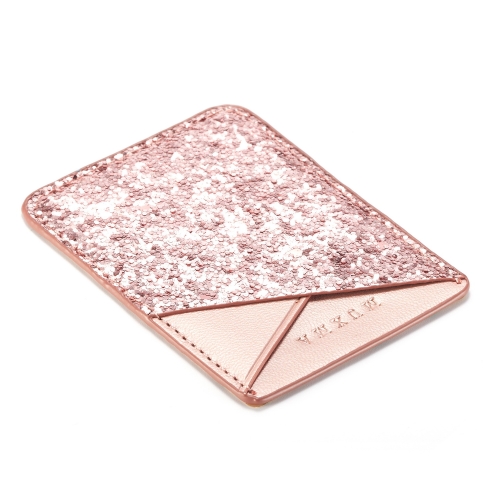 

MUXMA Sequin Leather Pocket Card Mini Mobile Phone Case 3M Plastic Credit Card Mobile Phone Back Stickers Card Package Card Sets (Pink)