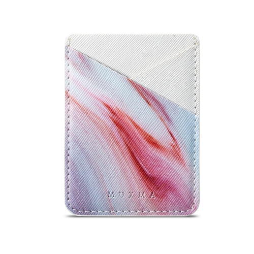 

MUXMA Red Marble Leather Pocket Card Mini Mobile Phone Case 3M Plastic Credit Card Mobile Phone Back Stickers Card Sets (White)