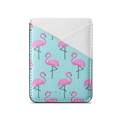 

MUXMA Flamingo Leather Pocket Card Mini Mobile Phone Case 3M Plastic Credit Card Mobile Phone Back Stickers Card Sets (White)