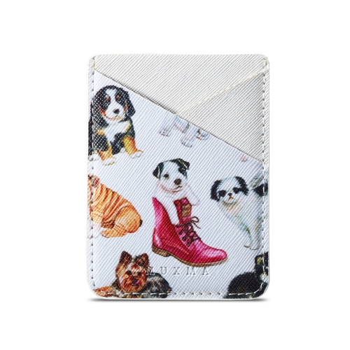 

MUXMA Puppy Leather Pocket Card Mini Mobile Phone Case 3M Plastic Credit Card Mobile Phone Back Stickers Card Sets (White)