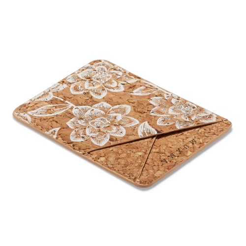 

MUXMA White Flower Cork Pocket Card Mini Mobile Phone Case 3M Plastic Credit Card Set