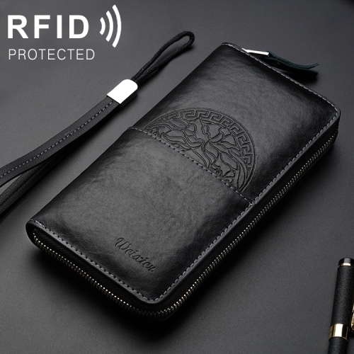 

W112 Antimagnetic RFID Men Cowhide Leather Multifunctional Wallet Business Handbag with Gift Box