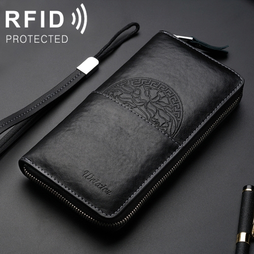 

W112 Antimagnetic RFID Men Cowhide Leather Multifunctional Wallet Business Handbag