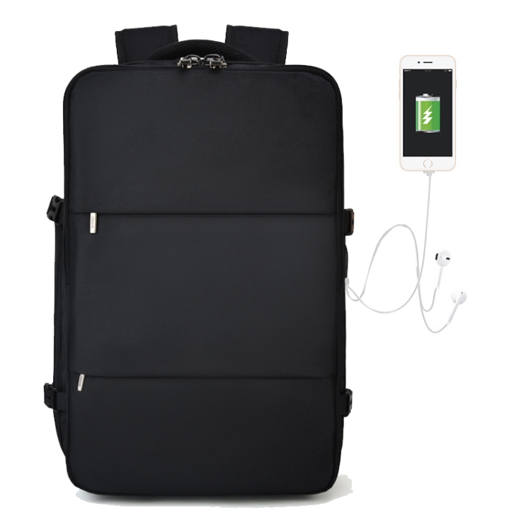 

S32 Multi-Function Large Capacity Travel Casual Backpack Laptop Computer Bag with External USB Charging Interface, Size: 50x31x19cm (Black)