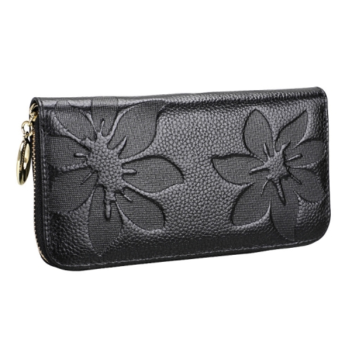 

91 Litchi Texture Women Large Capacity Hand Wallet Purse Phone Bag with Card Slots(Black)