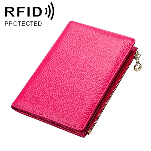 

1005 Antimagnetic RFID Multifunctional Litchi Texture Women Large Capacity Passport Hand Wallet with Card Slots(Rose Red)