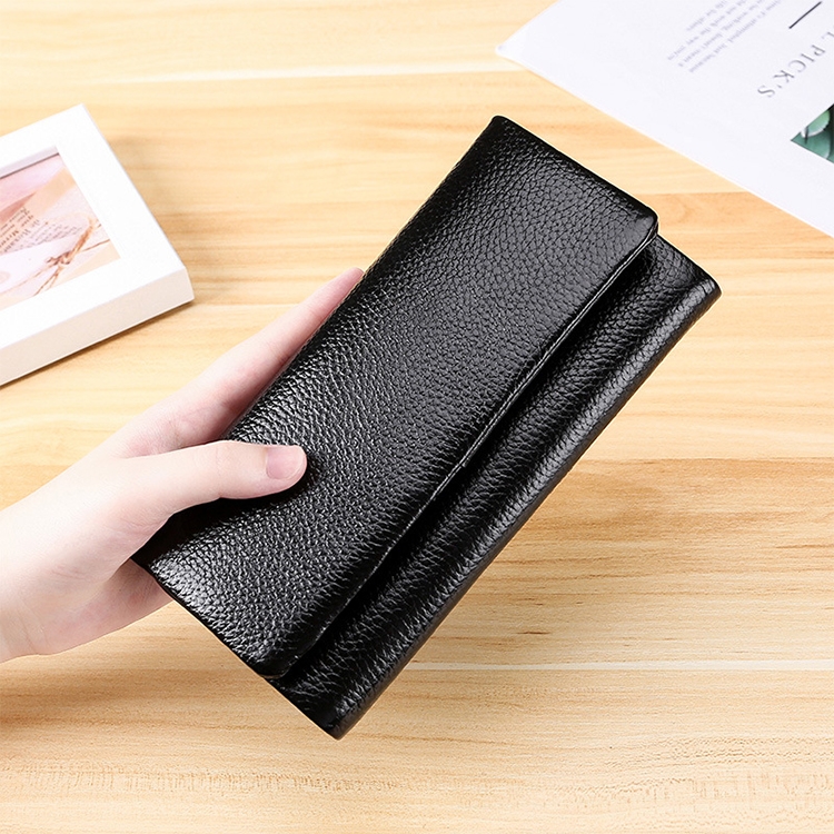 

3591C Multi-function Litchi Texture Leather Wallet Large-capacity Purse(Black)