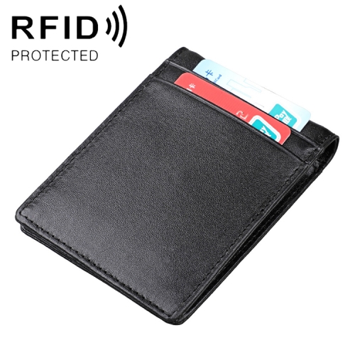 

9037 Antimagnetic RFID Crazy Horse Texture Leather Wallet Billfold for Men and Women (Black)