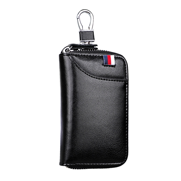 

9102 Multi-function Waist Hanging Leather Zipper Wallet Keys Holder Bag (Black)