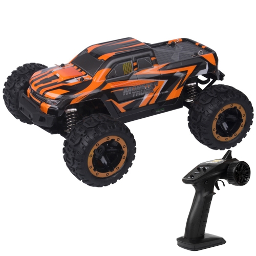 

SG-1601 Brush Version 2.4G Remote Control Competitive Bigfoot Off-road Vehicle 1:16 Sturdy and Playable Four-wheel Drive Toy Car Model with LED Headlights & Head-up Wheels (Orange)