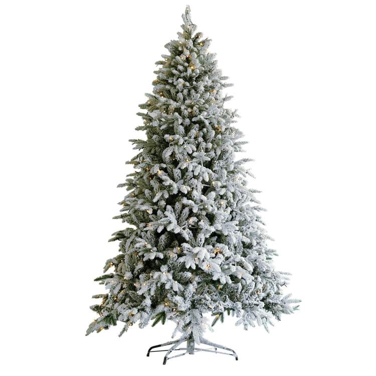 

[US Warehouse] 7.5FT Snow Flocked Christmas Tree Artificial Hinged Pine Tree with White Realistic Tips