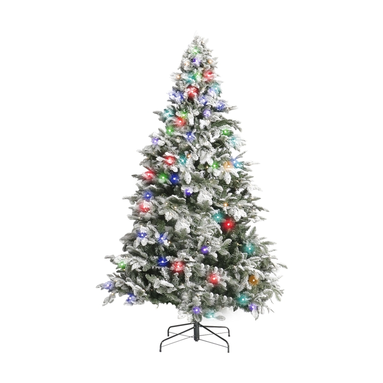

[US Warehouse] 7.5FT Indoor Christmas Holiday Decoration Artificial Snow Flocked Christmas Tree with 400 LED Lights