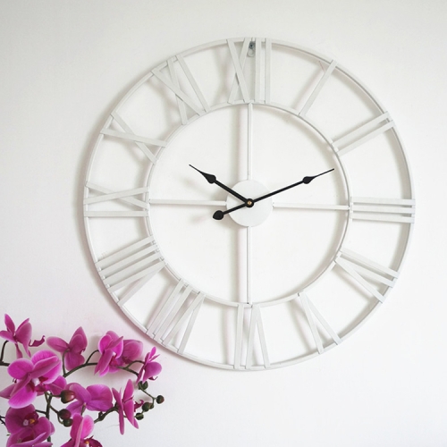 

40cm White Living Room Iron Roman Numeral Mute Decorative Wall Clock
