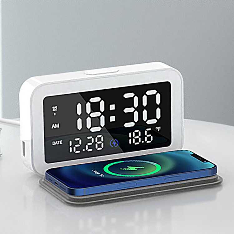 

HAMTOD Multifunctional 15W Wireless Charging Station Night Light Alarm Clock (White)