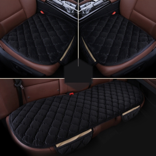 

3 PCS / Set Luxurious Warm Car Seat Cover Cushion Universal Front Back Seat Covers Car Non-slip Chair Pad Warm Car Mats No Back Plush Cushion(Black)