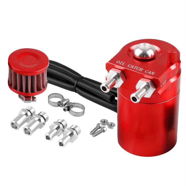 

Universal Racing Aluminum Oil Catch Can Oil Filter Tank Breather Tank, Capacity: 300ML(Red)